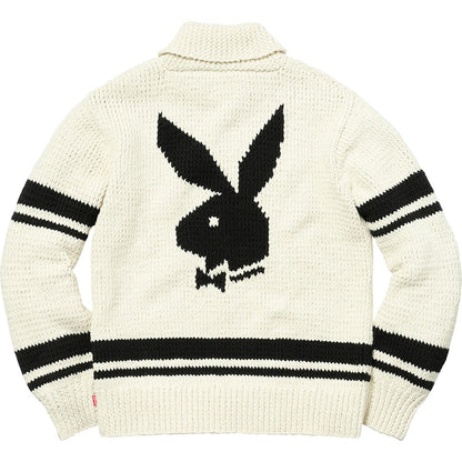 Supreme Playboy Shawl Collar Full Zip Sweater Natural