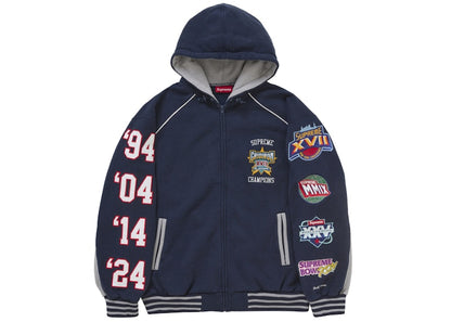 Supreme Playoffs Zip Up Hooded Sweatshirt Navy