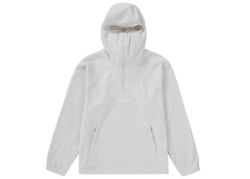 Supreme Polartec Facemask Half Zip Hooded Sweatshirt Light Grey