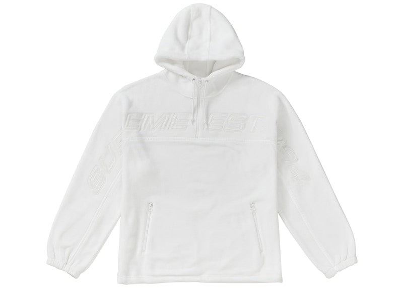 Supreme Polartec Half Zip Hooded Sweatshirt White