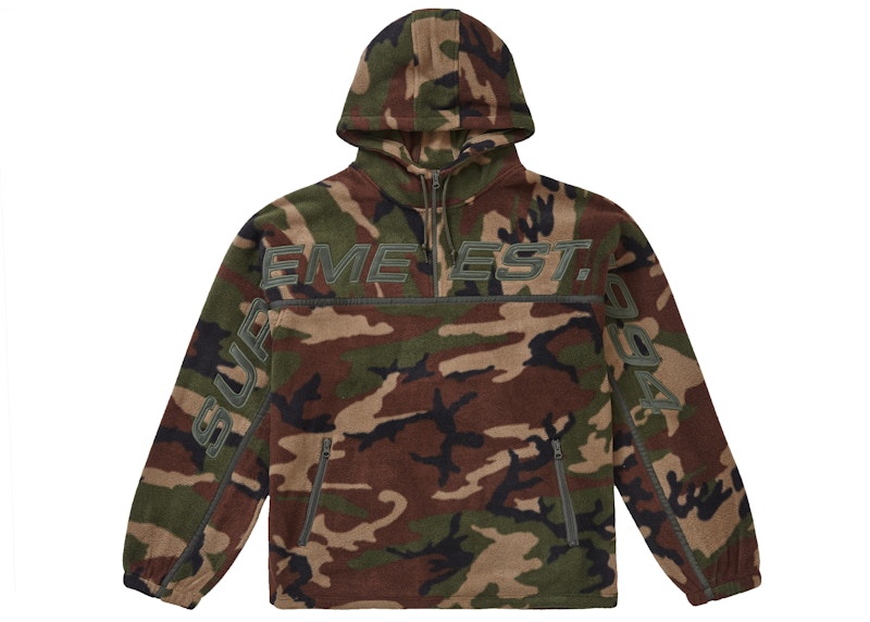 Supreme Polartec Half Zip Hooded Sweatshirt Woodland Camo