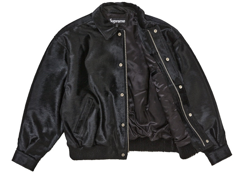 Supreme Ponyhair Varsity Jacket Black