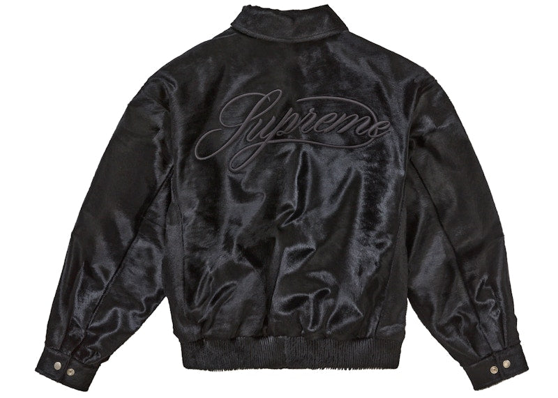 Supreme Ponyhair Varsity Jacket Black