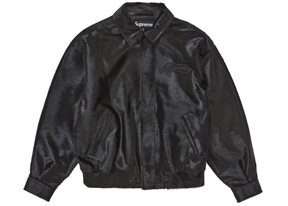 Supreme Ponyhair Varsity Jacket Black
