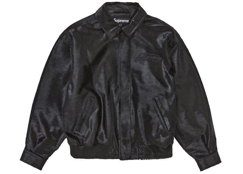 Supreme Ponyhair Varsity Jacket Black