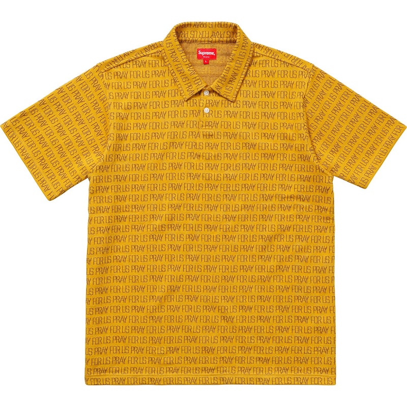 Supreme Pray For Us Jacquard Polo Gold