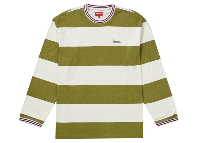Supreme Printed Stripe L/S Top (FW19) Light Olive