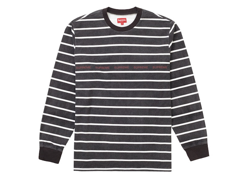 Supreme Printed Stripe Pique L/S Top Black