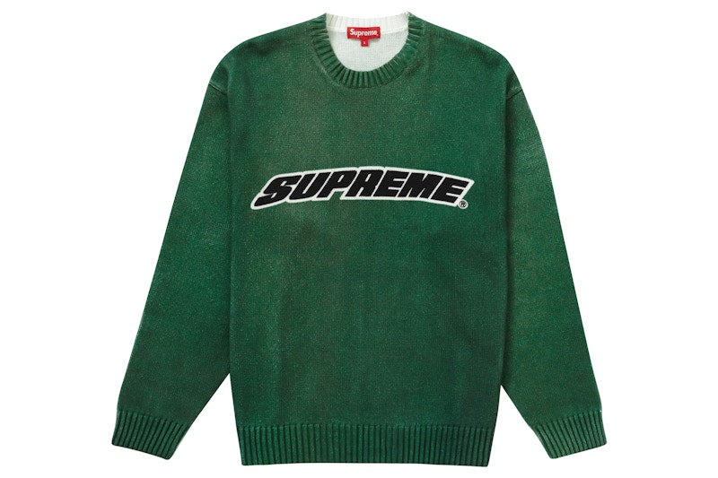 Supreme Printed Washed Sweater Olive