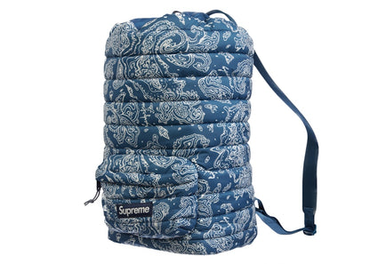 Supreme Puffer Backpack Blue Paisley