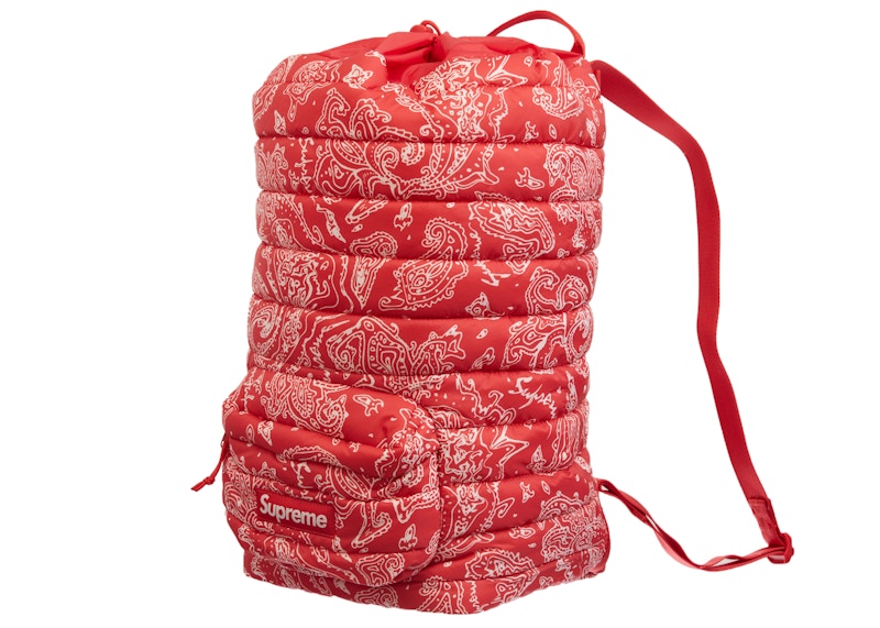 Supreme Puffer Backpack Red Paisley