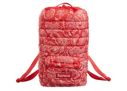 Supreme Puffer Backpack Red Paisley