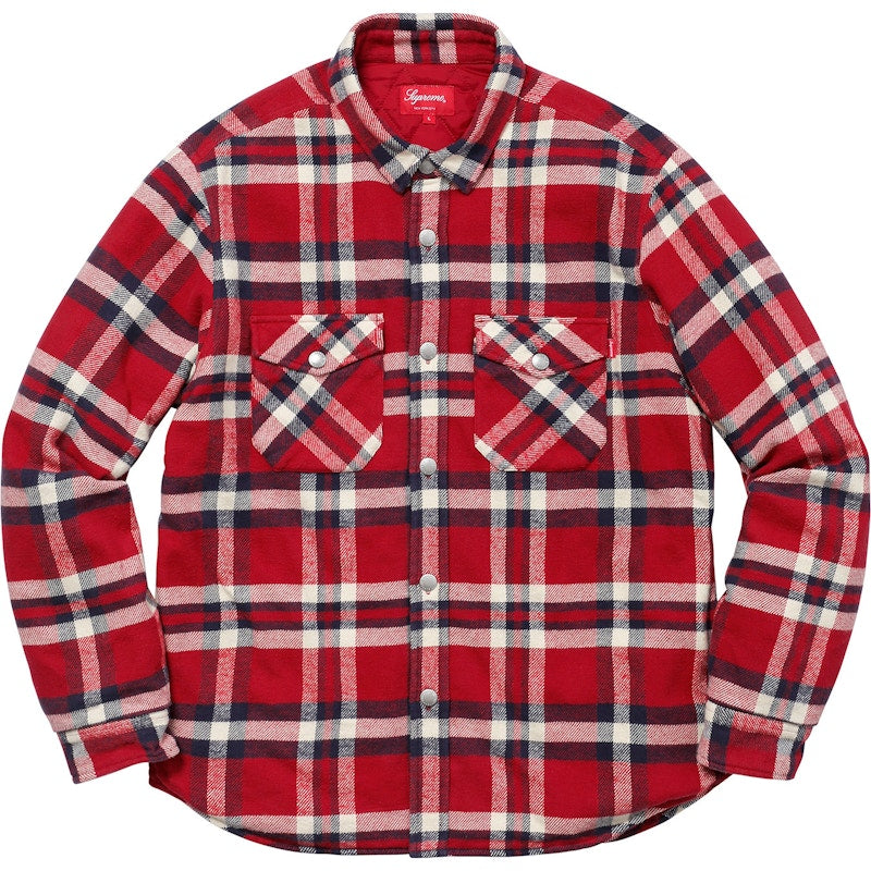 Supreme Quilted Arc Logo Flannel Shirt Red