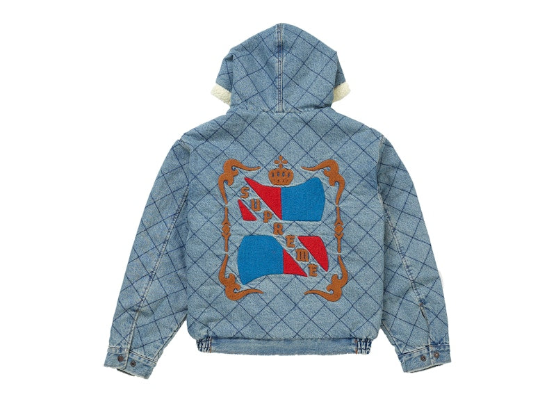 Supreme Quilted Denim Pilot Jacket Washed Blue