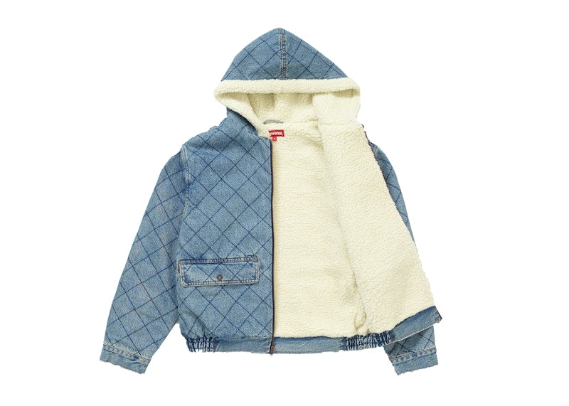 Supreme Quilted Denim Pilot Jacket Washed Blue