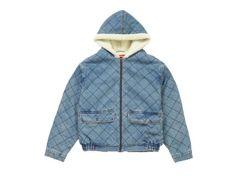 Supreme Quilted Denim Pilot Jacket Washed Blue