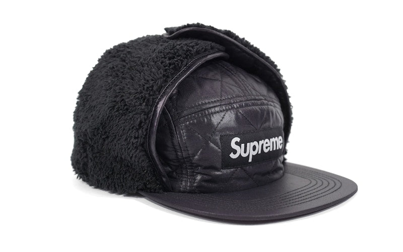 Supreme Quilted Earflap Camp Cap Black