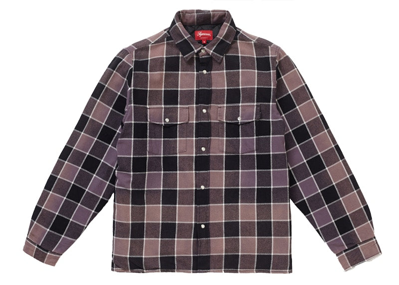 Supreme Quilted Faded Plaid Shirt Black