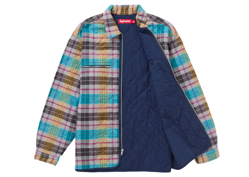 Supreme Quilted Flannel Zip Up Shirt Multicolor