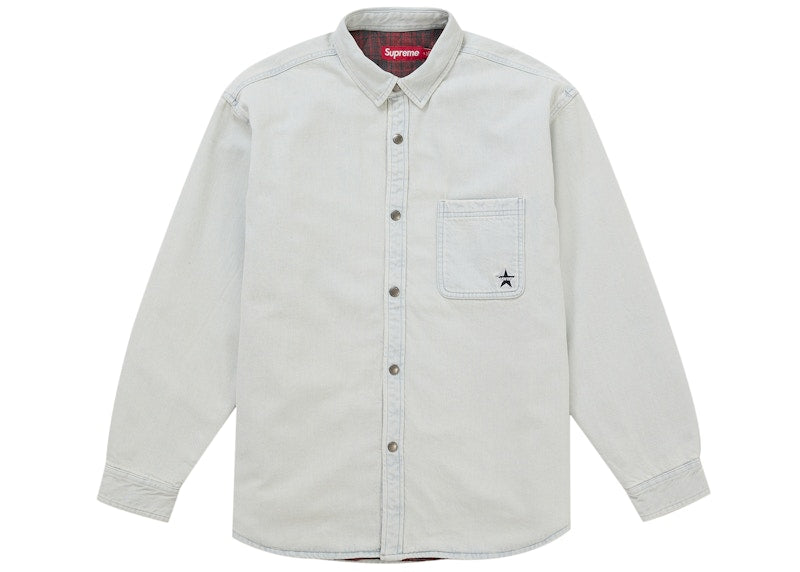 Supreme Quilted Lined Denim Snap Shirt White