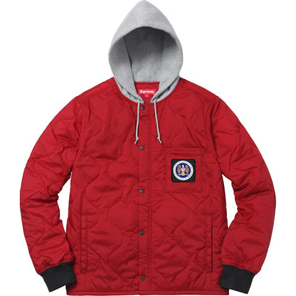 Supreme Quilted Liner Hooded Jacket Dark Red