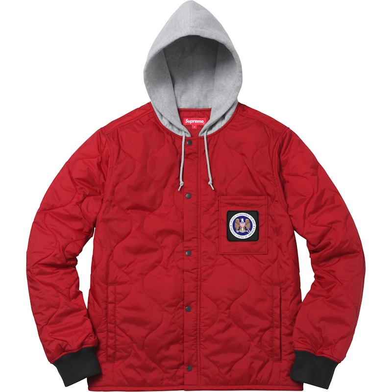 Supreme Quilted Liner Hooded Jacket Dark Red