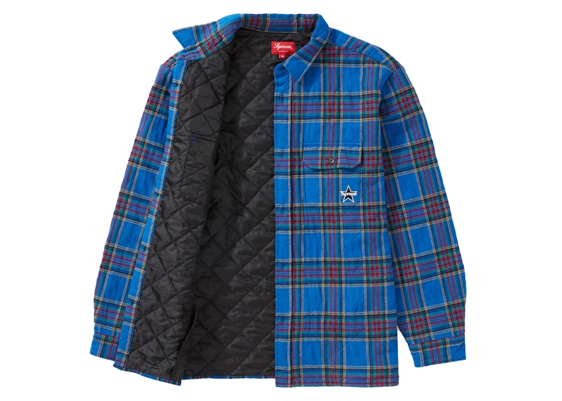 Supreme Quilted Plaid Flannel Shirt Dusty Royal