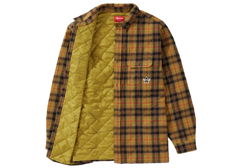 Supreme Quilted Plaid Flannel Shirt Olive