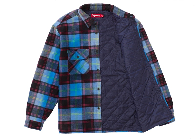Supreme Quilted Plaid Shirt Blue