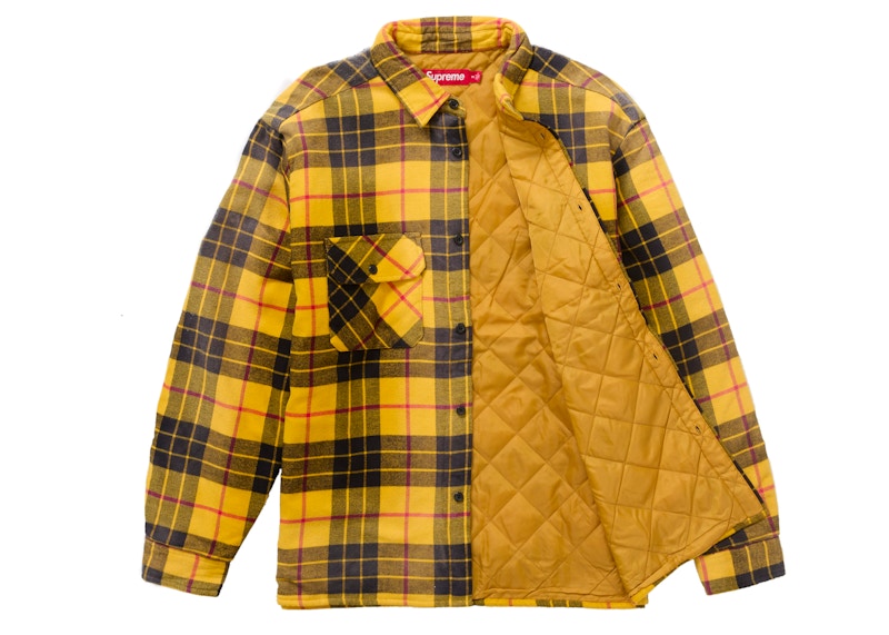 Supreme Quilted Plaid Shirt Yellow