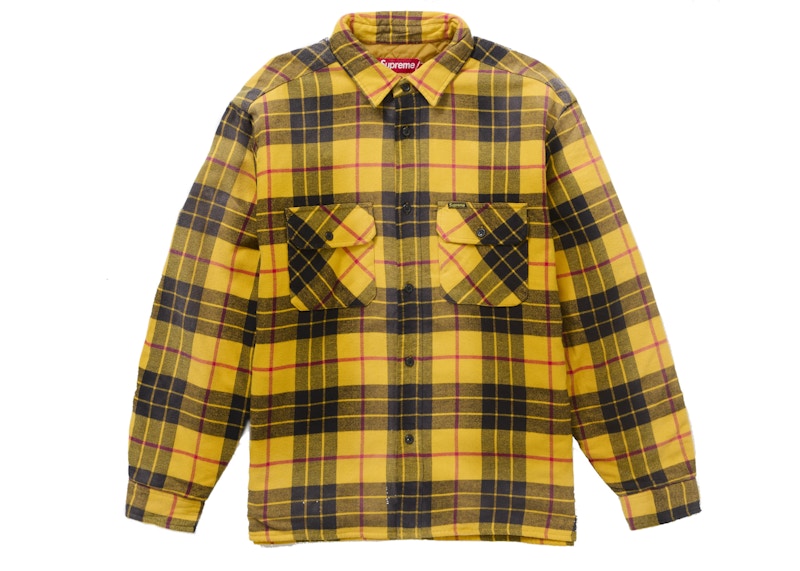 Supreme Quilted Plaid Shirt Yellow