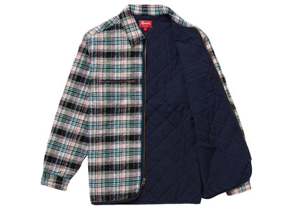 Supreme Quilted Plaid Zip Up Shirt OffWhite