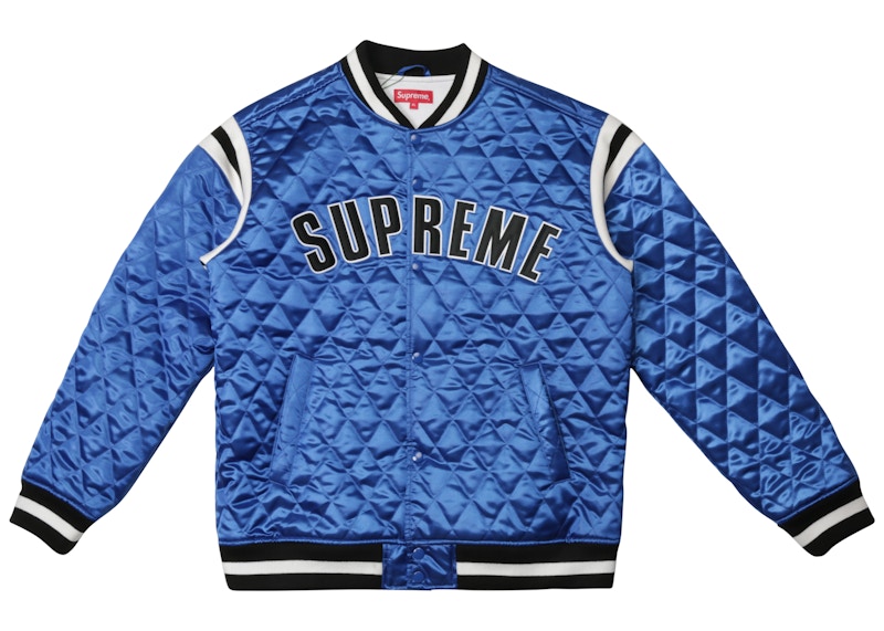 Supreme Quilted Satin Varsity Jacket Royal