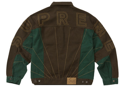 Supreme Radial Embroidered Denim Trucker Jacket Brown
