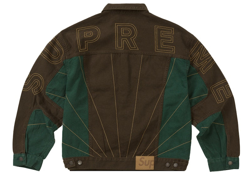 Supreme Radial Embroidered Denim Trucker Jacket Brown