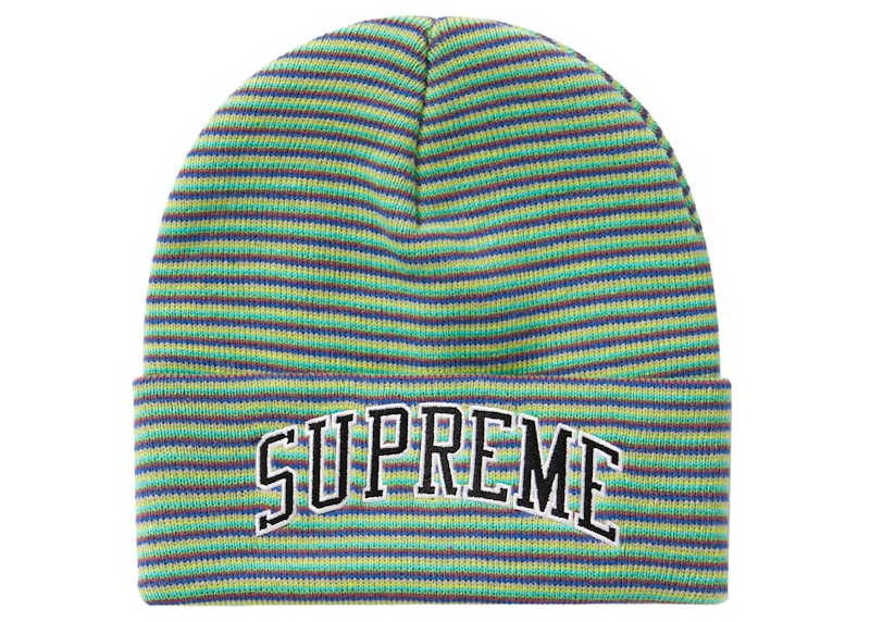 Supreme Rainbow Stripe Beanie Green