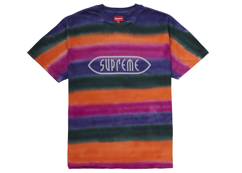 Supreme Rainbow Stripe Tee Orange