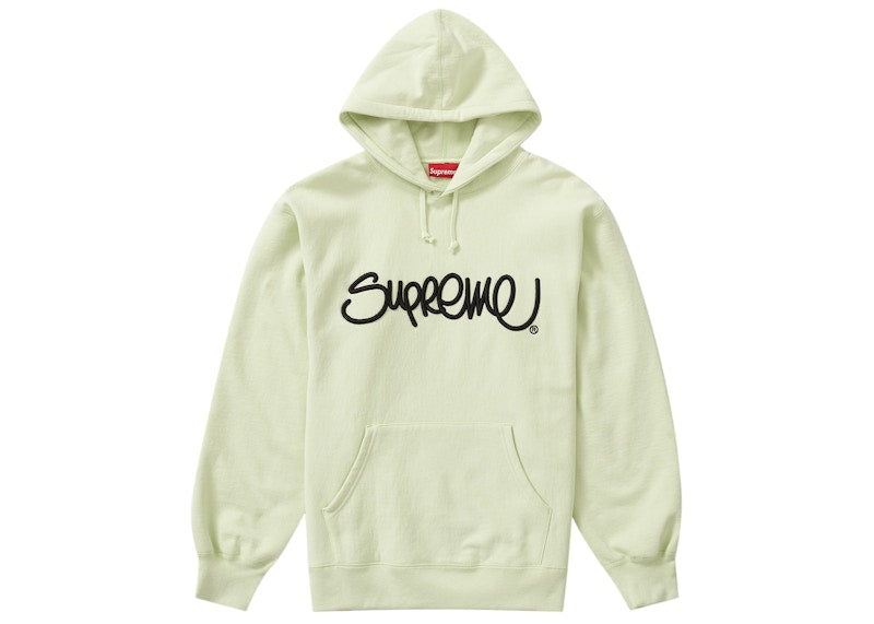 Supreme Raised Handstyle Hooded Sweatshirt Pale Green