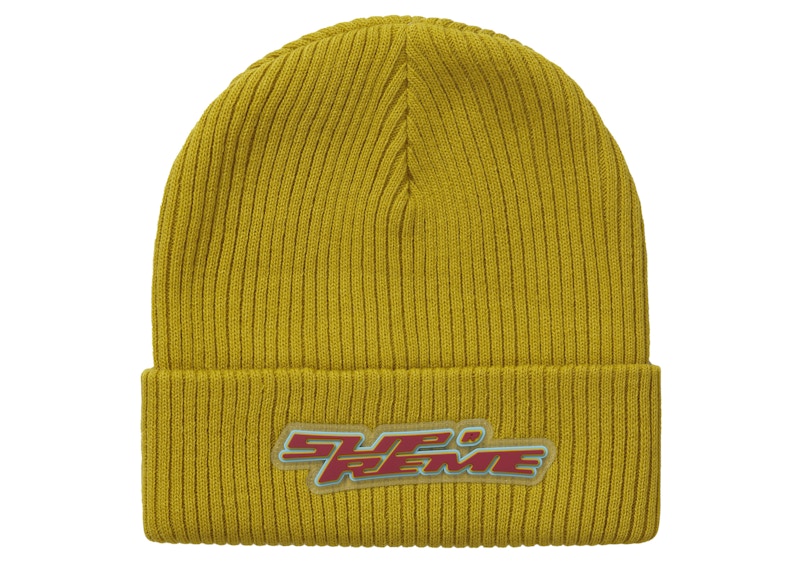 Supreme Raised Logo Patch Beanie Mustard