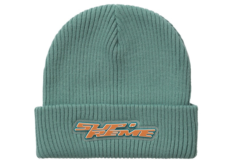 Supreme Raised Logo Patch Beanie Sage