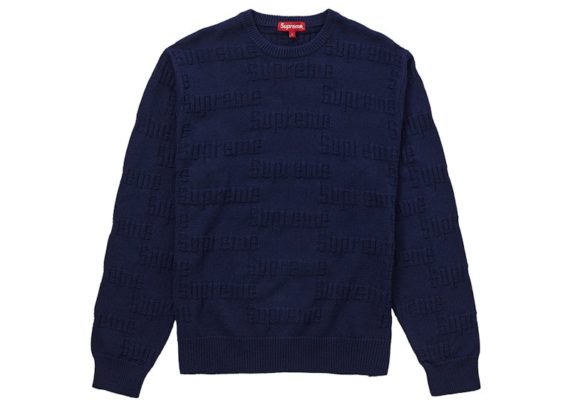Supreme Raised Logo Sweater Navy