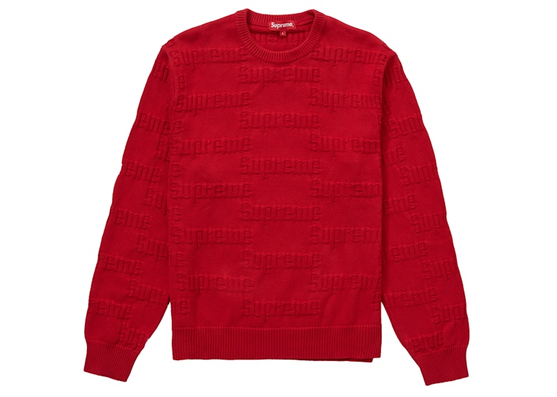 Supreme Raised Logo Sweater Red
