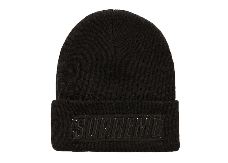 Supreme Raised Patent Logo Beanie Black