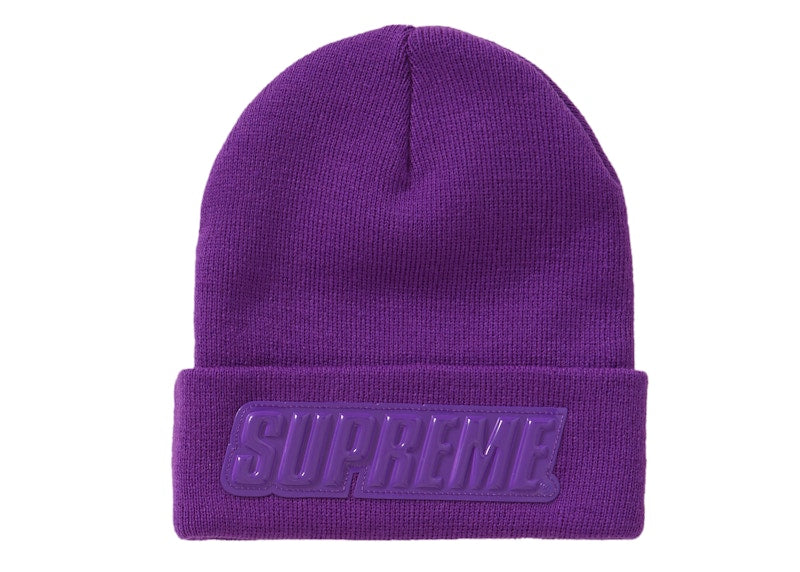 Supreme Raised Patent Logo Beanie Purple
