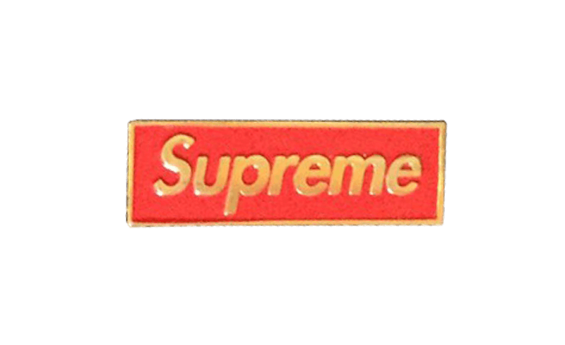 Supreme Red Box Logo Pin (Houndstooth Trench SS12) Gold