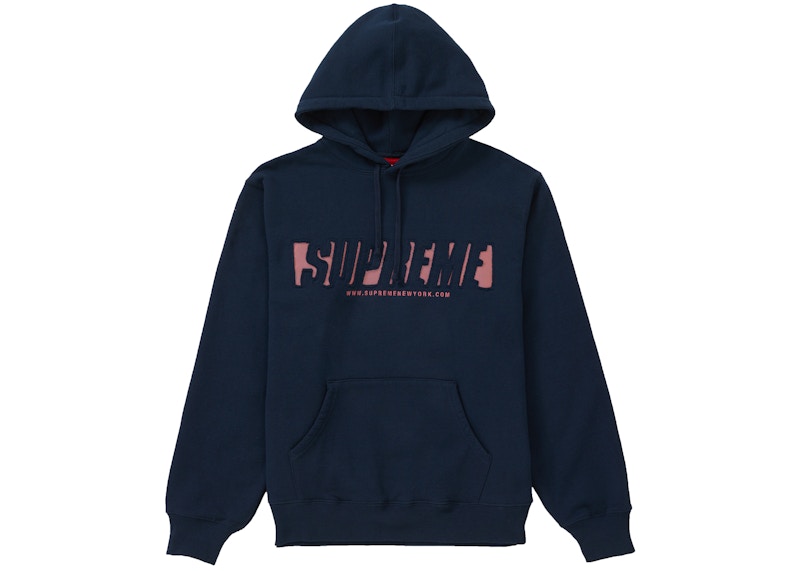 Supreme Reflective Cutout Hooded Sweatshirt Navy