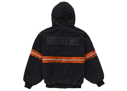 Supreme Reflective Stripe Hooded Work Jacket Black