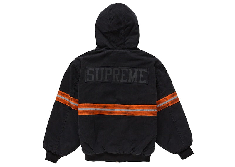 Supreme Reflective Stripe Hooded Work Jacket Black