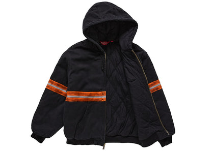 Supreme Reflective Stripe Hooded Work Jacket Black