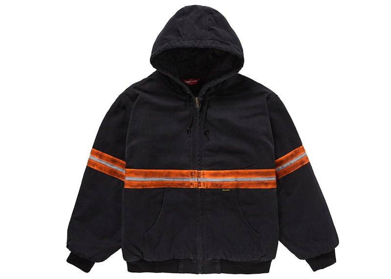 Supreme Reflective Stripe Hooded Work Jacket Black